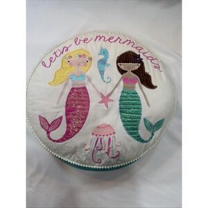 Pottery Barn Kids SWIMMING MERMAID 60" Round Pillow Let's Be Mermaids Kids Girls